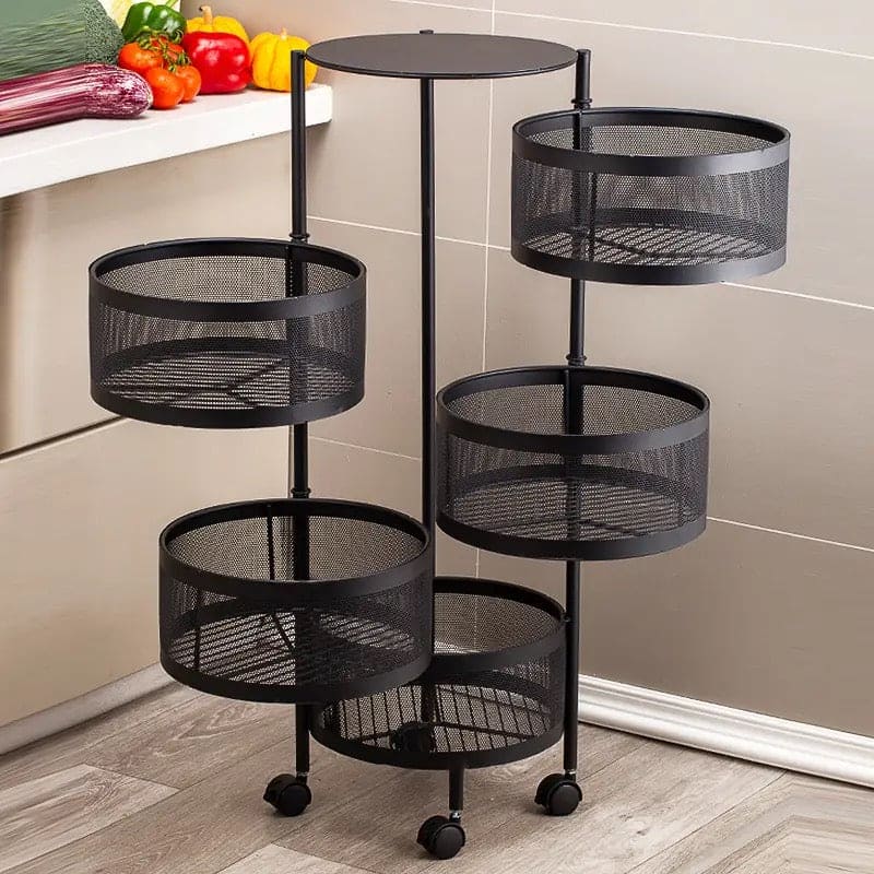 Round Multi Tier Rotary Storage Basket, 360 Degree Rotatable Kitchen Shelf, Multilayer Living Room Basket, Multifunction Fruit And Vegetable Basket, Storage Basket Rack, Floor Stand Multi Tier Drawer Rolling Trolley Cart Round Multi Tier Rotary Storage Basket, 360 Degree Rotatable Kitchen Shelf, Multilayer Living Room Basket, Multifunction Fruit And Vegetable Basket, Storage Basket Rack, Floor Stand Multi Tier Drawer Rolling Trolley Cart